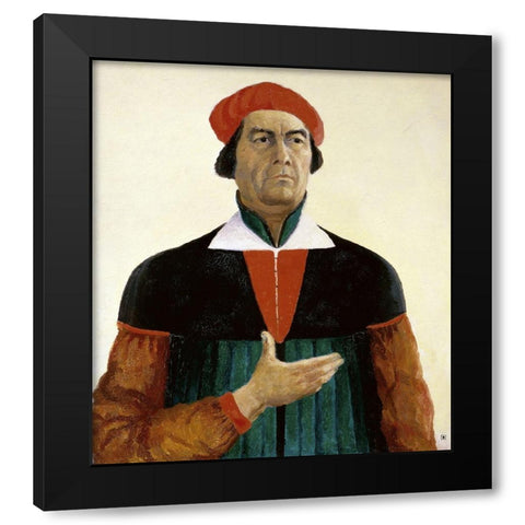 Self-Portrait Black Modern Wood Framed Art Print by Malevich, Kazimir