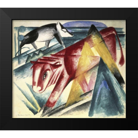 Animals Black Modern Wood Framed Art Print by Marc, Franz