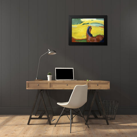 Horse in the Landscape Black Modern Wood Framed Art Print by Marc, Franz