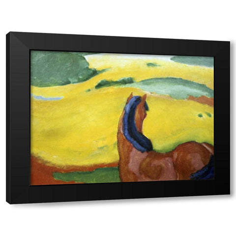 Horse in the Landscape Black Modern Wood Framed Art Print with Double Matting by Marc, Franz
