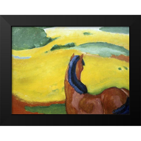Horse in the Landscape Black Modern Wood Framed Art Print by Marc, Franz