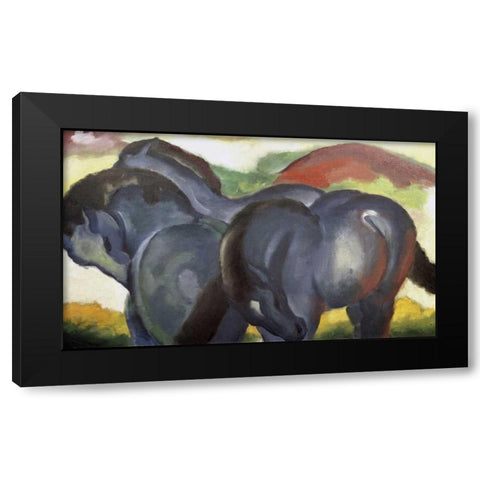Little Blue Horses Black Modern Wood Framed Art Print with Double Matting by Marc, Franz