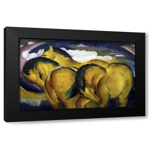 Little Yellow Horses Black Modern Wood Framed Art Print with Double Matting by Marc, Franz