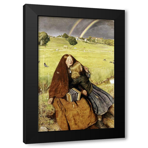 Blind Girl Black Modern Wood Framed Art Print by Millais, John Everett