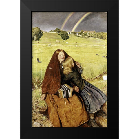 Blind Girl Black Modern Wood Framed Art Print by Millais, John Everett