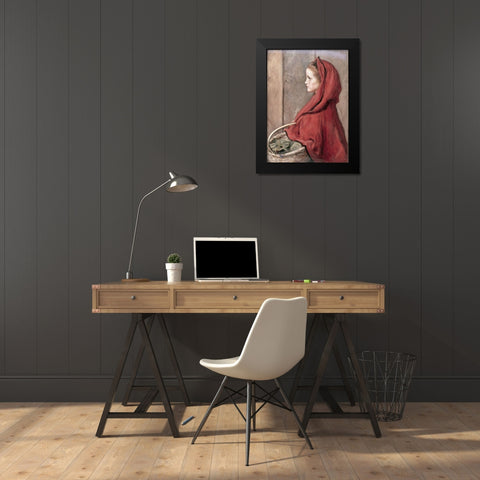 Red Riding Hood (The Artists Daughter Effie) Black Modern Wood Framed Art Print by Millais, John Everett