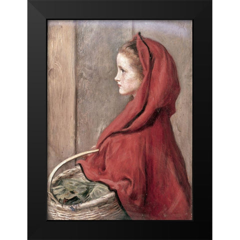 Red Riding Hood (The Artists Daughter Effie) Black Modern Wood Framed Art Print by Millais, John Everett