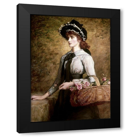 Sweet Emma Moreland Black Modern Wood Framed Art Print with Double Matting by Millais, John Everett