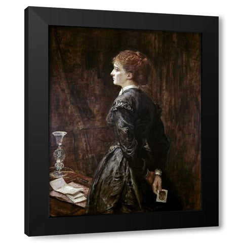 Yes Or No? Black Modern Wood Framed Art Print by Millais, John Everett
