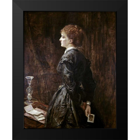 Yes Or No? Black Modern Wood Framed Art Print by Millais, John Everett