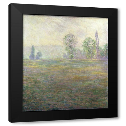 A Meadow in Giverny Black Modern Wood Framed Art Print with Double Matting by Monet, Claude