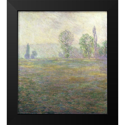 A Meadow in Giverny Black Modern Wood Framed Art Print by Monet, Claude