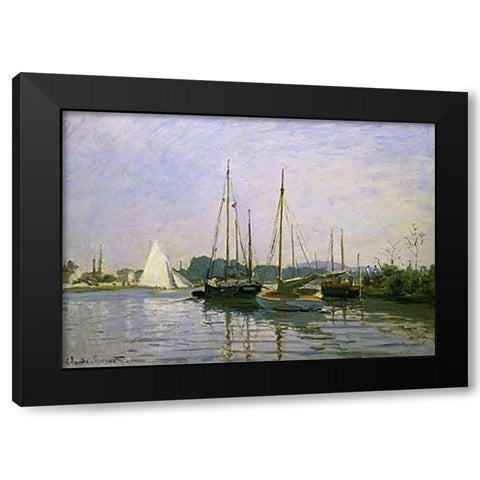 Boats: Regatta at Argenteuil c. 1872-73 Black Modern Wood Framed Art Print with Double Matting by Monet, Claude