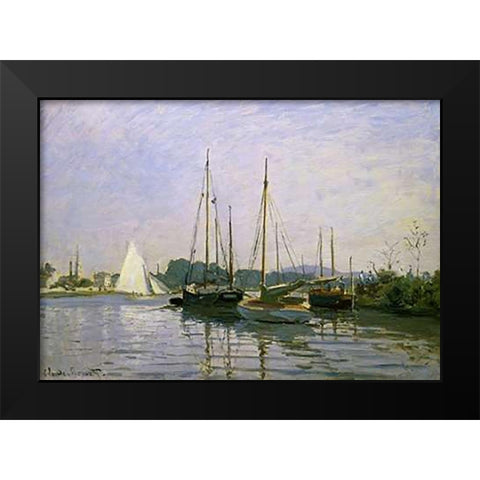 Boats: Regatta at Argenteuil c. 1872-73 Black Modern Wood Framed Art Print by Monet, Claude