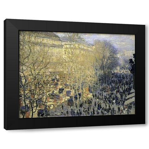 Boulevard des Capucines Black Modern Wood Framed Art Print with Double Matting by Monet, Claude