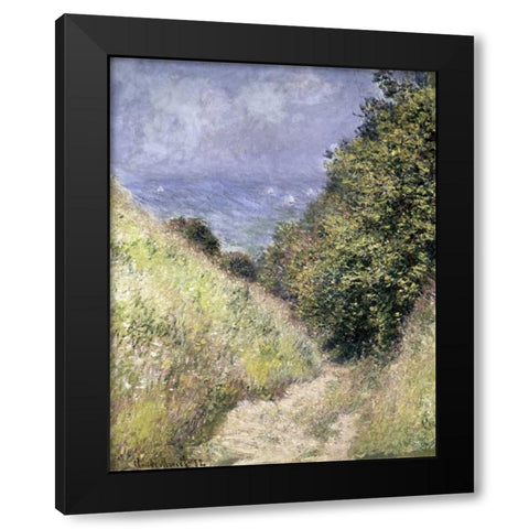 Chemin de la Cavee, Pourville Black Modern Wood Framed Art Print with Double Matting by Monet, Claude