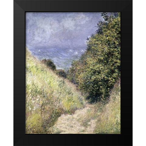 Chemin de la Cavee, Pourville Black Modern Wood Framed Art Print by Monet, Claude