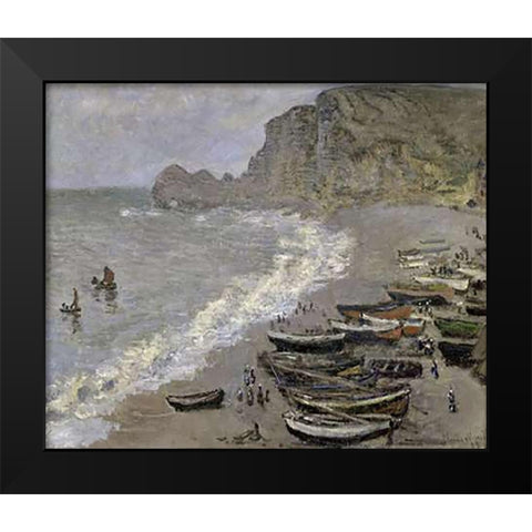 Etretat Black Modern Wood Framed Art Print by Monet, Claude