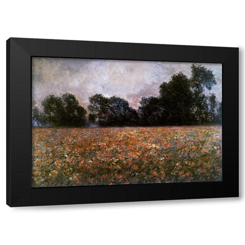 Field of Wild Poppies Black Modern Wood Framed Art Print by Monet, Claude