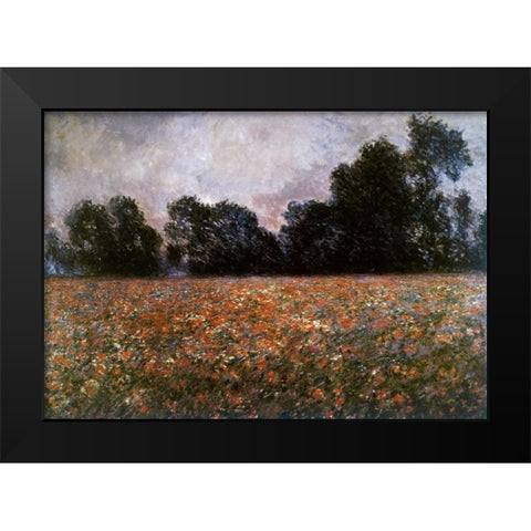 Field of Wild Poppies Black Modern Wood Framed Art Print by Monet, Claude