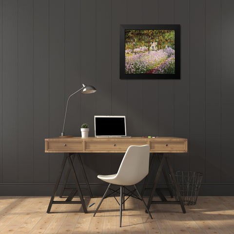 Garden at Giverny Black Modern Wood Framed Art Print by Monet, Claude