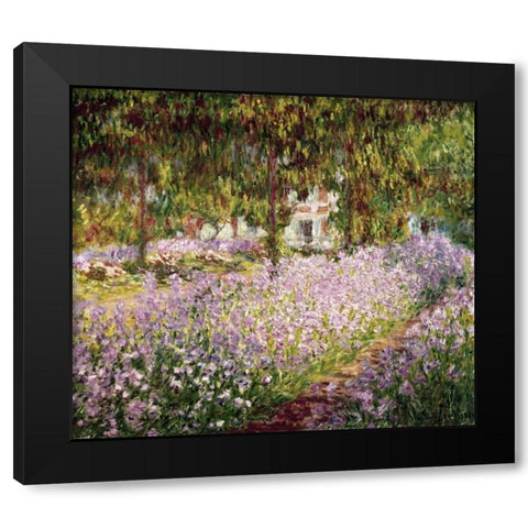 Garden at Giverny Black Modern Wood Framed Art Print by Monet, Claude