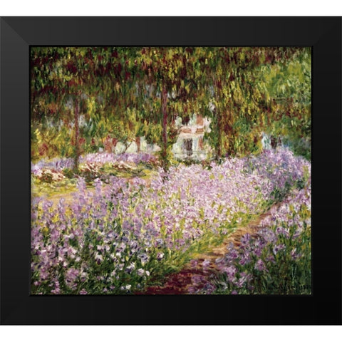 Garden at Giverny Black Modern Wood Framed Art Print by Monet, Claude