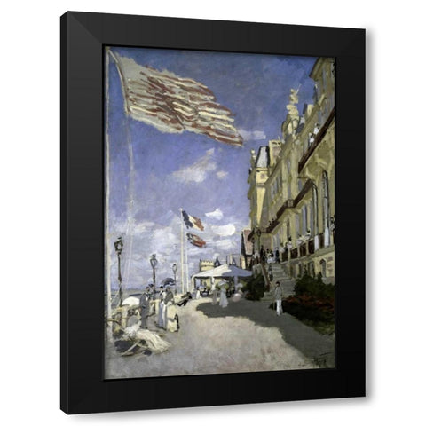 Hotel des roches noires, Trouville, 1870 Black Modern Wood Framed Art Print with Double Matting by Monet, Claude
