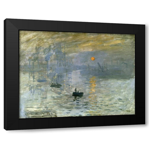 Impression: Sunrise Black Modern Wood Framed Art Print with Double Matting by Monet, Claude