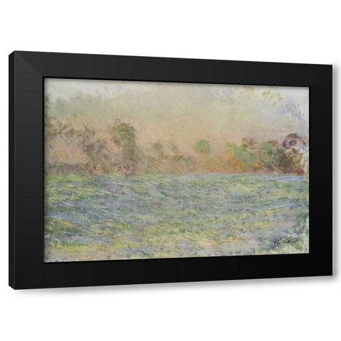 La prairie de Limetz, pres de Giverny Black Modern Wood Framed Art Print with Double Matting by Monet, Claude