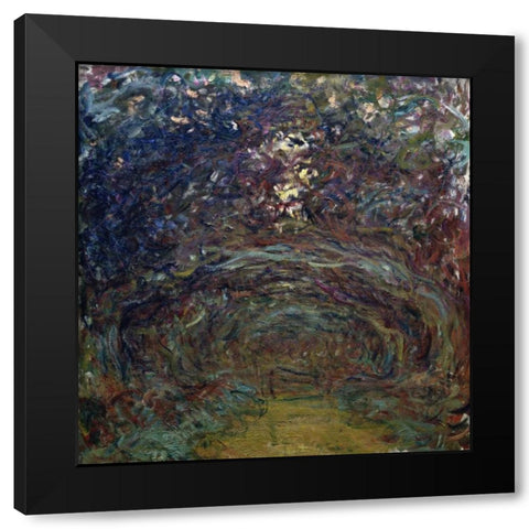 LAllee des rosiers a Giverny Black Modern Wood Framed Art Print by Monet, Claude