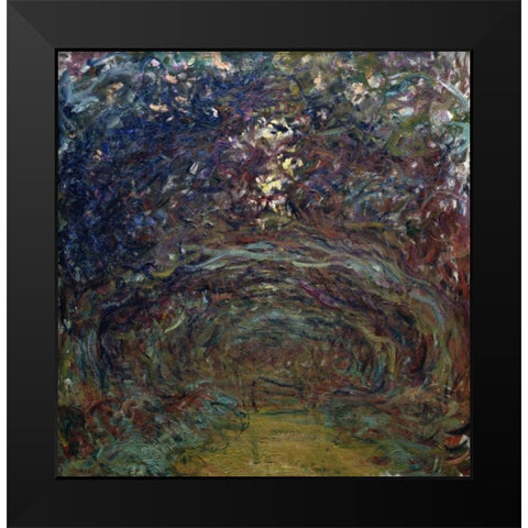 LAllee des rosiers a Giverny Black Modern Wood Framed Art Print by Monet, Claude