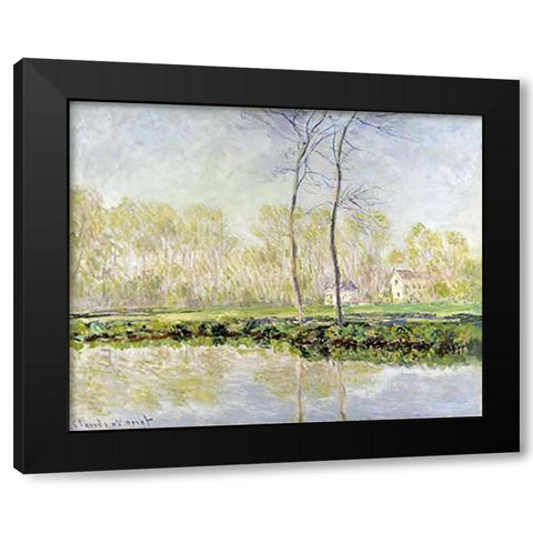 Banks of the River Epte at Giverny Black Modern Wood Framed Art Print with Double Matting by Monet, Claude