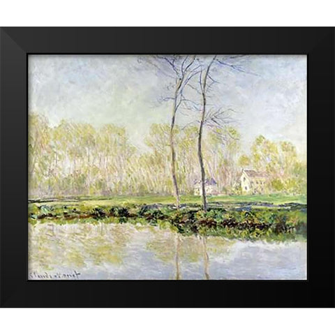 Banks of the River Epte at Giverny Black Modern Wood Framed Art Print by Monet, Claude
