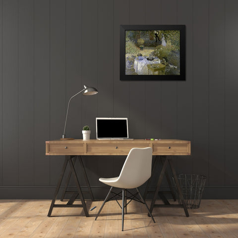 Lunch Black Modern Wood Framed Art Print by Monet, Claude