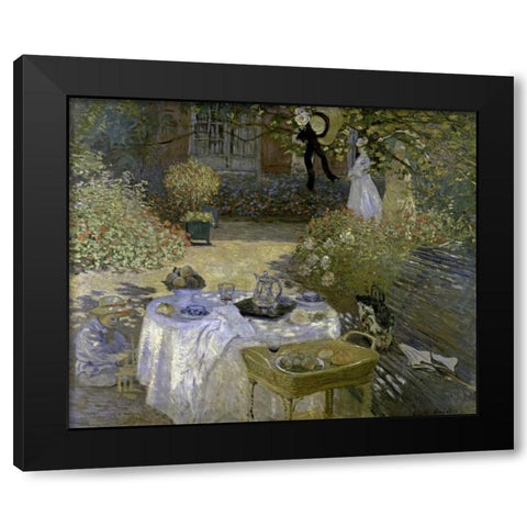 Lunch Black Modern Wood Framed Art Print by Monet, Claude