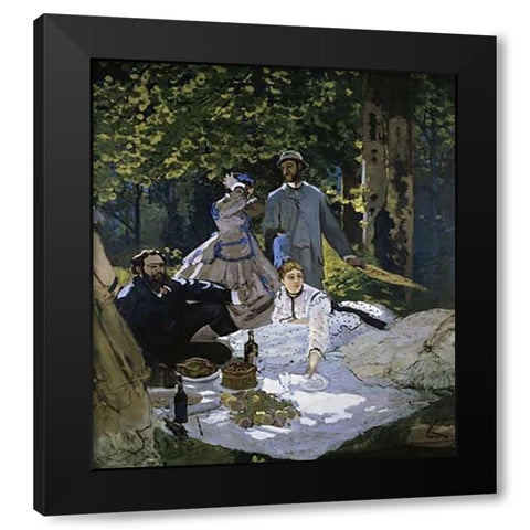 Luncheon on the Grass Black Modern Wood Framed Art Print with Double Matting by Monet, Claude