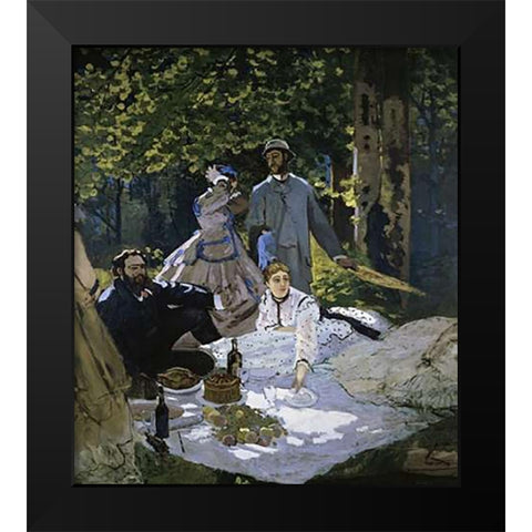 Luncheon on the Grass Black Modern Wood Framed Art Print by Monet, Claude