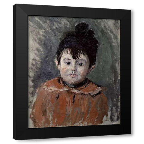 Michel Monet in a Pompom Hat, 1880 Black Modern Wood Framed Art Print with Double Matting by Monet, Claude