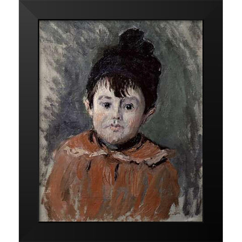 Michel Monet in a Pompom Hat, 1880 Black Modern Wood Framed Art Print by Monet, Claude
