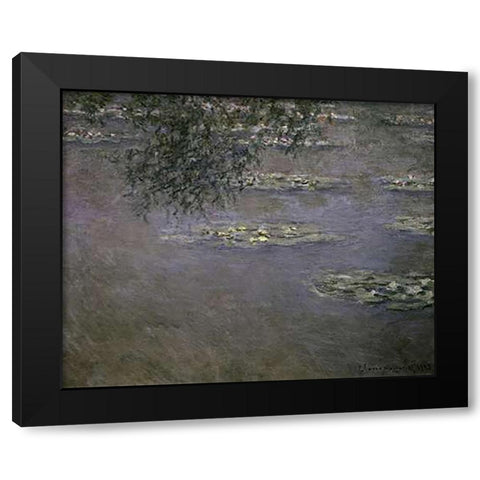 Nympheas (Water Lilies) Black Modern Wood Framed Art Print with Double Matting by Monet, Claude