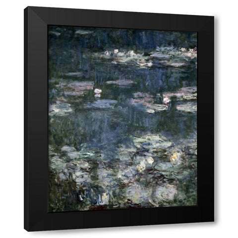 Nympheas - Water Lilies - detail Black Modern Wood Framed Art Print with Double Matting by Monet, Claude