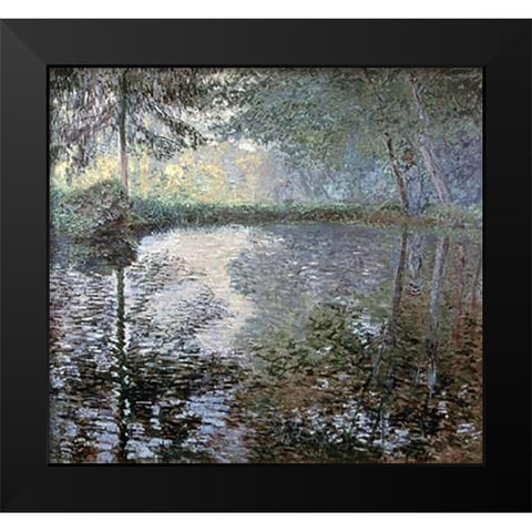 The Pond at Montgeron, 1876 Black Modern Wood Framed Art Print by Monet, Claude