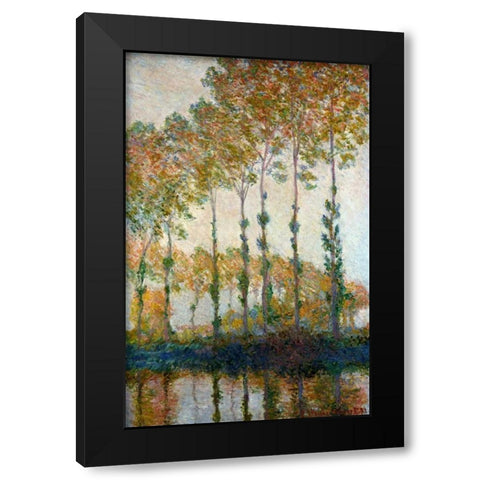 Poplars on the River Epte in Autumn, 1891 Black Modern Wood Framed Art Print with Double Matting by Monet, Claude
