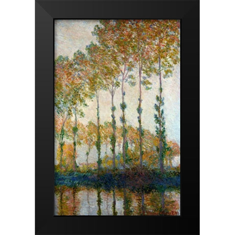 Poplars on the River Epte in Autumn, 1891 Black Modern Wood Framed Art Print by Monet, Claude