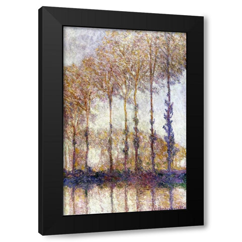 Poplars Black Modern Wood Framed Art Print by Monet, Claude