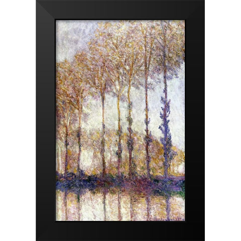 Poplars Black Modern Wood Framed Art Print by Monet, Claude