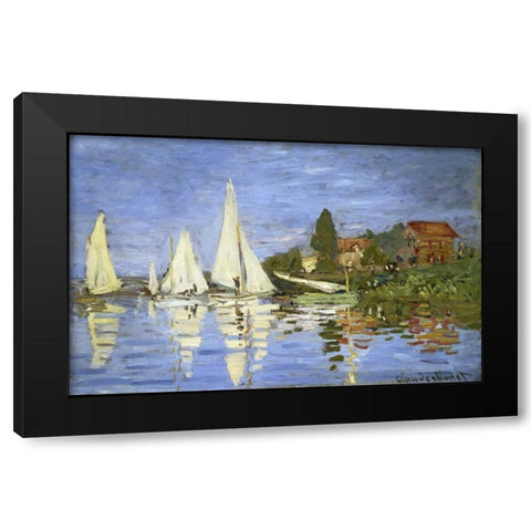 Regatta at Argenteuil Black Modern Wood Framed Art Print with Double Matting by Monet, Claude