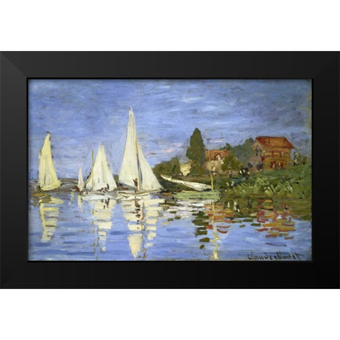 Regatta at Argenteuil Black Modern Wood Framed Art Print by Monet, Claude