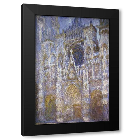 Rouen Cathedral: The Portal, Morning Sun Black Modern Wood Framed Art Print by Monet, Claude
